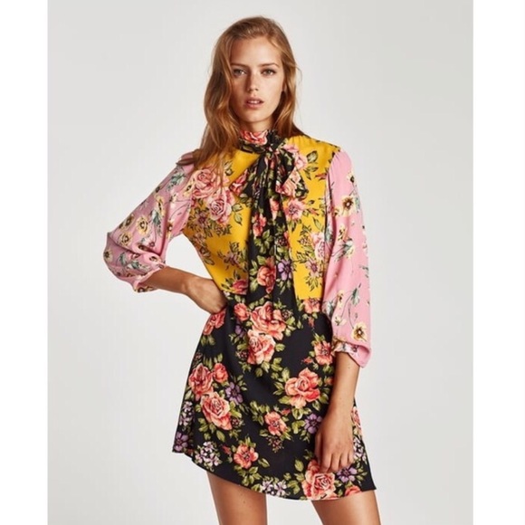 zara patchwork mini dress